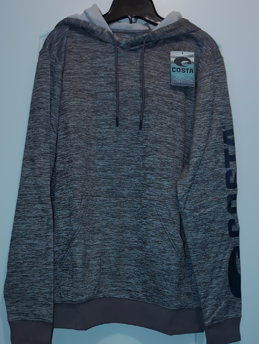 Men's Costa Gray Marled Hoodie with Sleeve Logo